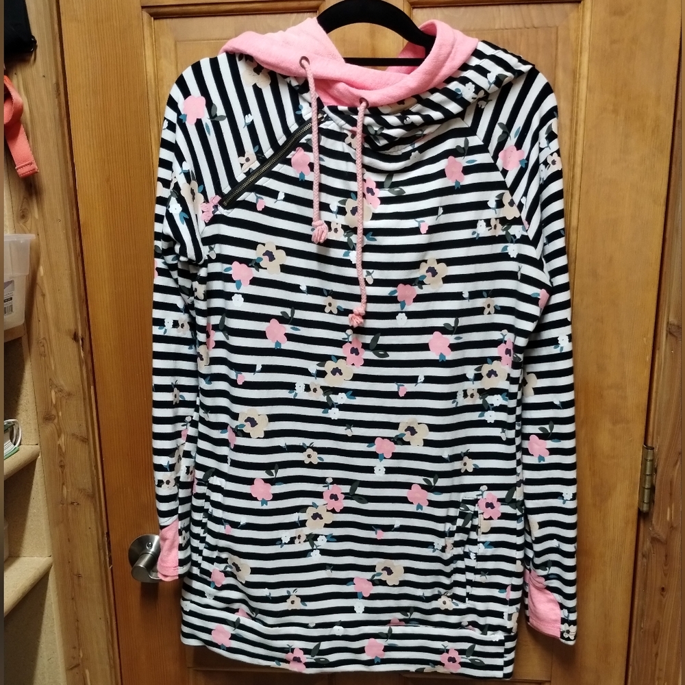 & Striped Hoodie